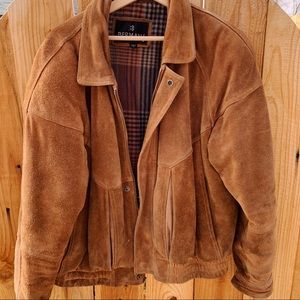 Vintage oversized distressed suede bomber jacket